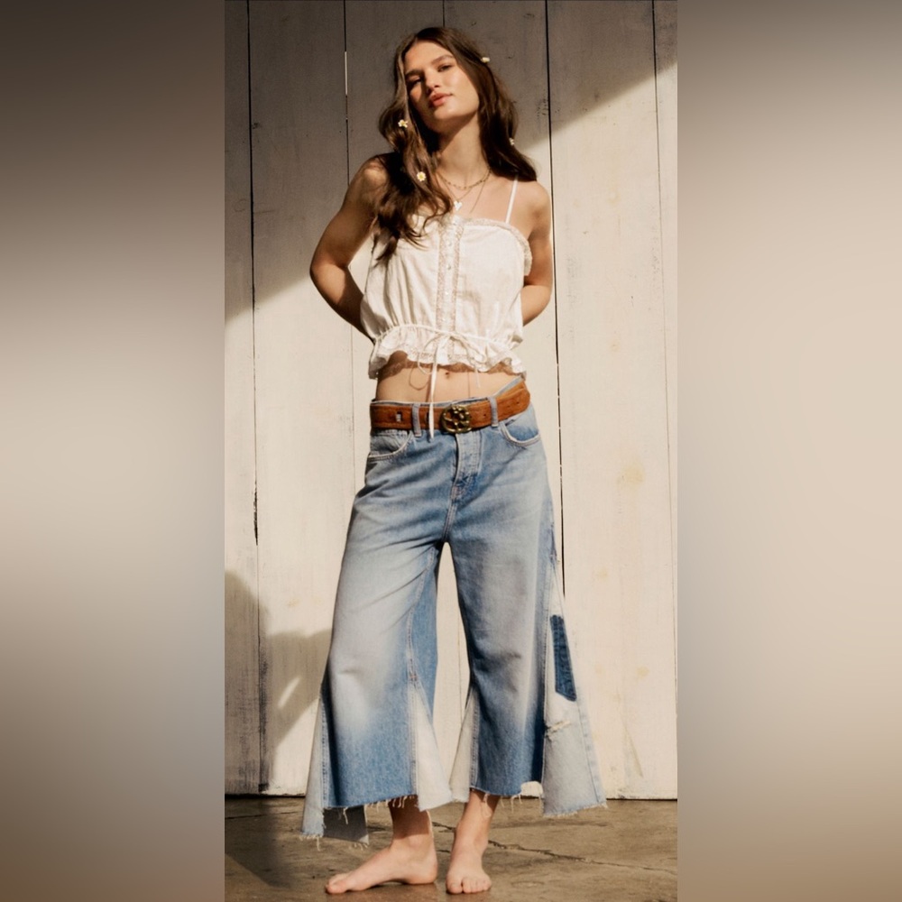 We The Free Ripple Wide-Leg Cropped Jeans